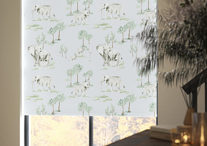 Elephant Herd, Gentle Blue - Roller Blind - Image 5